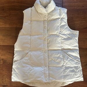 Lands' End Off White Quilted Puffer Vest